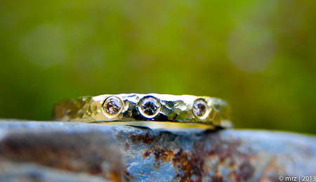 RUSTIC CHIC DIAMOND STACKING RING- 18k yellow