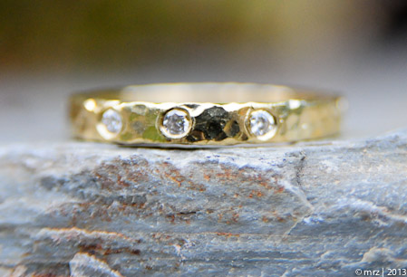 RUSTIC CHIC DIAMOND STACKING RING- 18k yellow